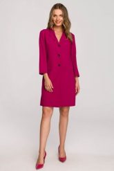 Elegancka żakietowa sukienka marynarka z paskiem - śliwkowa. Sukienki damskie Stylove, do pracy, l, bez wzorów, z elastanu, biznesowe, bez kołnierzyka, bez ramiączek. Za 309.00 zł.