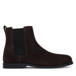Sztyblety Calvin Klein. Brązowe botki męskie Calvin Klein, bez wzorów, bez zapięcia. Za 649.99 zł.
