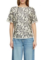 Comma Bluzka z krótkim rękawem Kobiety beżowy, 46. Brązowe bluzki damskie comma, bez wzorów, eleganckie, bez kołnierzyka, bez ramiączek. Za 229.95 zł.