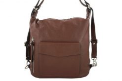 Torebka - plecak skórzany Barberini's - Brązowa. Brązowe plecaki damskie Barberinis, bez wzorów, ze skóry. Za 329.99 zł.