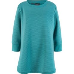Długa bluza dresowa w strukturalny wzór w poziomy prążek bonprix matowy kobaltowy. Bluzy damskie marki bonprix. Za 79.99 zł.