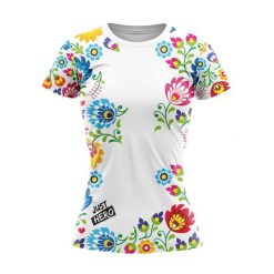 Koszulka do biegania damska Biały Folk krótki rękaw. Białe koszulki sportowe damskie JUST HERO, bez wzorów, sportowe, bez kołnierzyka. Za 99.00 zł.