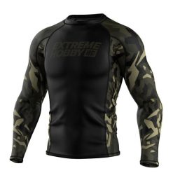 Koszulka sportowa męska Rashguard do MMA EXTREME HOBBY JUNGLE PANTHER. Czarne koszulki sportowe męskie EXTREME HOBBY, m, bez wzorów, z bawełny, bez kołnierzyka, bez ramiączek, na fitness i siłownię. Za 209.00 zł.