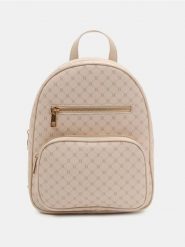 Plecak z imitacji skóry z monogramem - beżowy. Brązowe plecaki damskie Sinsay, bez wzorów, ze skóry. Za 59.99 zł.