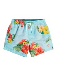 Guess Szorty kąpielowe L3GZ02 WO07G Niebieski Regular Fit. Niebieskie kąpielówki dla chłopców Guess, z aplikacjami, z syntetyku. Za 269.99 zł.