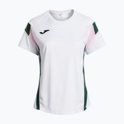 Koszulka teniskowa damska Joma Montreal. Białe koszulki sportowe damskie Joma, m, bez wzorów, z materiału, bez kołnierzyka, bez ramiączek, na fitness i siłownię. Za 129.99 zł.