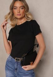 Czarny Casualowy Bawełniany T-shirt Rivali. Czarne bluzki damskie Renee, m, bez wzorów, z bawełny, klasyczne, bez kołnierzyka. Za 24.99 zł.