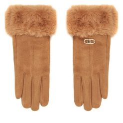 Rękawiczki Damskie Liu Jo. Brązowe rękawiczki damskie Liu Jo, bez wzorów, z dzianiny. Za 219.99 zł.