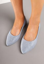 Niebieskie Casualowe Balerinki z Ekozamszu Lorlivin. Niebieskie baleriny damskie Renee, w ażurowe wzory, z jeansu, biznesowe, bez obcasa. Za 44.99 zł.