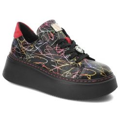 Multikolor Na Czarno Sneakersy Maciejka Damskie Modne Obuwie. Czarne obuwie sportowe damskie Maciejka, bez wzorów, ze skóry. Za 489.00 zł.