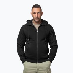 Bluza męska Pitbull Ruffin Detroit Hooded Zip. Czarne bluzy sportowe męskie PITBULL, m, bez wzorów, z bawełny, bez kaptura, na fitness i siłownię. Za 269.99 zł.