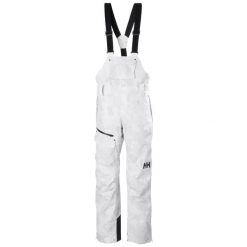 Damskie spodnie narciarskie na szelkach Helly Hansen Powderqueen. Szare spodnie materiałowe damskie Helly Hansen, bez wzorów. Za 1,338.00 zł.