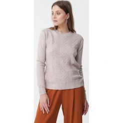 Beżowy Sweter Evolutive. Brązowe swetry damskie Born2be, l, bez wzorów, z jeansu, klasyczne, bez kołnierzyka, bez ramiączek, długie, bez kaptura. Za 59.99 zł.