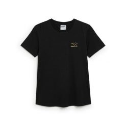 Koszulka damska DIADORA L.T-SHIRT SS FLOUNCE. Czarne koszulki sportowe damskie Diadora, l, bez wzorów, bez kołnierzyka, bez ramiączek. Za 39.99 zł.