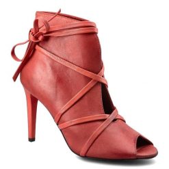 Botki damskie Carinii, eleganckie i na wysokim obcasie, czerwone, B3564_-H55-B98-000-B16. Czerwone kozaki damskie Carinii, z nubiku, z otwartym noskiem, bez obcasa, na szpilce. Za 252.00 zł.
