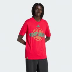 Koszulka Mistrzostwa Świata FIFA 26 Portugalia. Czerwone koszulki sportowe męskie Adidas, m, bez wzorów, z bawełny, bez kołnierzyka, bez ramiączek, do piłki nożnej. Za 129.00 zł.