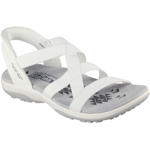 Sandały damskie Skechers Reggae Slim Stretch Flex. Białe sandały damskie Skechers, bez wzorów, z materiału, bez obcasa, bez zapięcia. Za 490.00 zł.