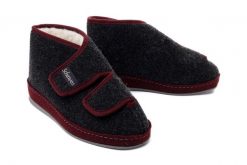 SCHAWOS 370016-9 anthrazit/bordeaux, kapcie damskie. Szare kapcie damskie Schawos, bez wzorów, z wełny. Za 254.90 zł.