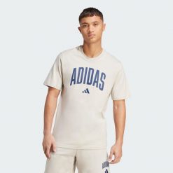 Koszulka Collegiate Lineage Graphic. Brązowe buty sportowe męskie Adidas, z bawełny, bez zapięcia, na fitness i siłownię. Za 109.00 zł.
