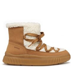Śniegowce Geox. Brązowe śniegowce dziewczęce Geox, bez zapięcia. Za 339.99 zł.
