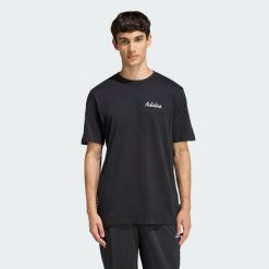 Koszulka Z Nadrukiem Novelty Bowl. Czarne buty sportowe męskie Adidas, bez wzorów, z bawełny, bez kołnierzyka, bez ramiączek, na fitness i siłownię. Za 129.00 zł.