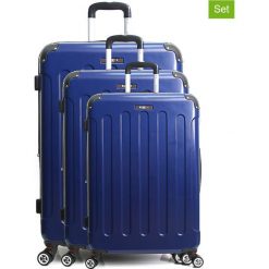 Walizki (3 szt.) "Tunis" w kolorze niebieskim. Walizki męskie BlueStar, z tworzywa sztucznego. W wyprzedaży za 587.95 zł.