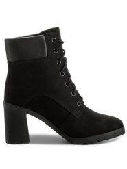 Timberland Botki Allington 6 In Lace U A1JVB/TB0A1JVB0011 Czarny. Czarne botki damskie Timberland, ze skóry, bez obcasa, na słupku, bez zapięcia. Za 679.99 zł.