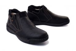 RIEKER TEX B0392-00 black, botki męskie. Czarne botki męskie Rieker, na zimę, bez wzorów, z wełny, bez zapięcia. Za 449.90 zł.