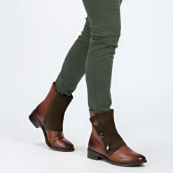 Brązowe Botki Maciejka Eleganckie Skórzane Buty Damskie. Brązowe kozaki damskie Maciejka, ze skóry, bez obcasa. Za 339.00 zł.