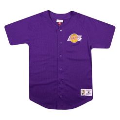 Koszula Los Angeles Lakers. Fioletowe koszule męskie Mitchell & Ness, m, bez wzorów, sportowe, bez kołnierzyka, bez ramiączek. Za 474.00 zł.