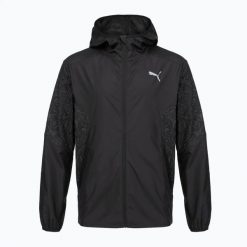 Kurtka do biegania męska PUMA Run AOP Lightweight Jacket. Czarne kurtki męskie Puma, l, bez wzorów, z materiału, do biegania. Za 199.99 zł.