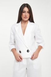 Żakiet lniany ARMANI EXCHANGE. Żakiety damskie Armani Exchange, m, bez wzorów, ze lnu. Za 1,169.00 zł.