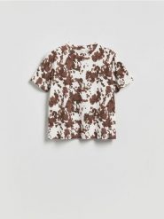 T-shirt ze zwierzęcym motywem - inny. T-shirty damskie Reserved, l, bez wzorów, z bawełny, bez kołnierzyka. Za 45.99 zł.