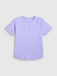 4F Koszulka treningowa regular szybkoschnąca damska - fioletowa S. Fioletowe koszulki sportowe damskie 4f, s, bez wzorów, z materiału, bez kołnierzyka. Za 99.99 zł.