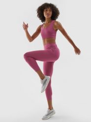 4F Legginsy treningowe 7/8 z wysokim stanem damskie - fioletowe M. Fioletowe legginsy damskie 4f, m, bez wzorów, z dzianiny. W wyprzedaży za 99.99 zł.
