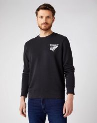 WRANGLER CHEST PRINT CREW BLACK W6F5HA100 112141478. Czarne bluzy męskie Wrangler, s, bez wzorów, bez kaptura. Za 119.99 zł.