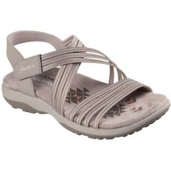 Sandały damskie Skechers Reggae Slim Sunnyside 2.0. Brązowe sandały damskie Skechers, bez wzorów, z materiału, bez obcasa, bez zapięcia. Za 390.00 zł.