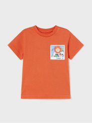 Mayoral T-Shirt 1019 Pomarańczowy Regular Fit. Brązowe t-shirty dla chłopców Mayoral, bez wzorów, z bawełny, bez ramiączek. Za 49.99 zł.