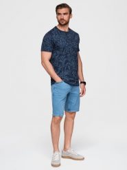 Męski t-shirt bawełniany z nadrukiem z motywem roślinnym - granatowa V4 - Rozmiar: XL. Niebieskie t-shirty męskie Ombre Clothing, m, bez wzorów, z bawełny, klasyczne, bez kołnierzyka. Za 159.99 zł.