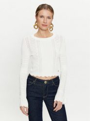 Guess Sweter Adaline W4GR08 Z2U00 Écru Regular Fit. Swetry damskie Guess, l, z aplikacjami, z syntetyku, bez kołnierzyka, bez ramiączek, bez kaptura. Za 219.99 zł.