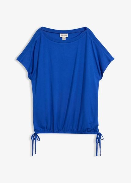 T-shirt z lejącej wiskozy. Brązowe bluzki damskie bonprix, bez wzorów, z wiskozy, bez kołnierzyka, bez ramiączek. Za 67.99 zł.