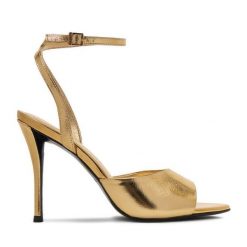 Sandały Eva Minge. Żółte sandały damskie Eva Minge, bez wzorów, bez obcasa, na szpilce, bez zapięcia. Za 429.99 zł.