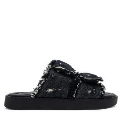 Klapki Inuikii. Czarne klapki damskie Inuikii, bez wzorów, z jeansu, bez obcasa. Za 549.99 zł.