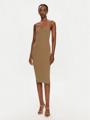 MICHAEL Michael Kors Sukienka dzianinowa MT482IL33D Brązowy Slim Fit. Brązowe sukienki damskie MICHAEL Michael Kors, xl, bez wzorów, z dzianiny, bez kołnierzyka, bez ramiączek. Za 589.99 zł.