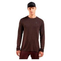 Koszulka z długim rękawem do biegania męska Odlo ESSENTIAL SEAMLESS. Fioletowe koszulki sportowe męskie Odlo, m, bez wzorów, bez kołnierzyka, bez ramiączek, do biegania. W wyprzedaży za 186.95 zł.