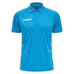 Polo Hummel Promo. Niebieskie koszulki polo męskie Hummel, m, bez wzorów, z tkaniny, sportowe, bez ramiączek. Za 137.50 zł.