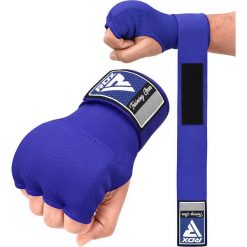 Rękawiczki wewnętrzne z bandażem IS2 - Niebieski - rozmiar XL. Niebieskie rękawiczki męskie RDX SPORTS, bez wzorów, z bawełny, sportowe. Za 66.99 zł.