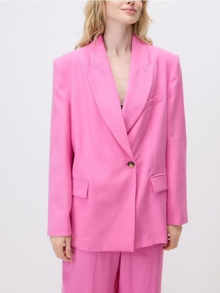Marynarka oversize z modalem - różowy. Czerwone żakiety damskie Reserved, l, bez wzorów, z tkaniny. Za 259.99 zł.