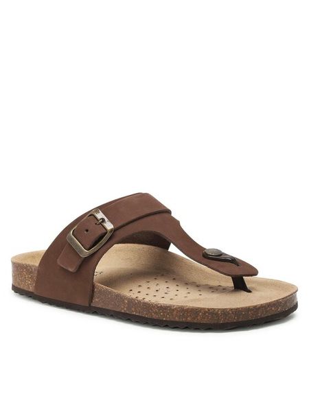 Geox Japonki D Brionia D35LSK00032C6009 Brązowy. Brązowe klapki damskie Geox, bez wzorów, z nubiku, bez obcasa. Za 296.99 zł.