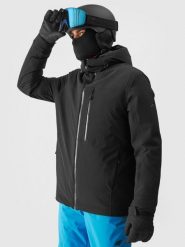 4F Kurtka narciarska membrana 15000 męska - czarna S. Czarne kurtki snowboardowe męskie 4f, m, z aplikacjami, z dzianiny, długie, z kapturem, narciarskie, thinsulate. Za 999.99 zł.